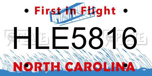 HLE5816 North Carolina License Plate