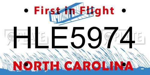 HLE5974 North Carolina License Plate
