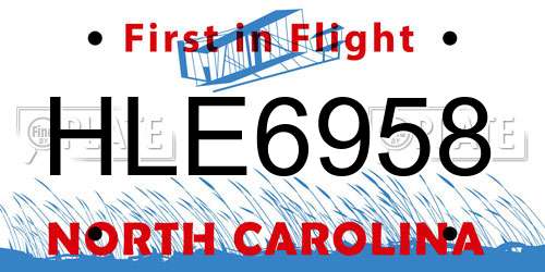 HLE6958 North Carolina License Plate