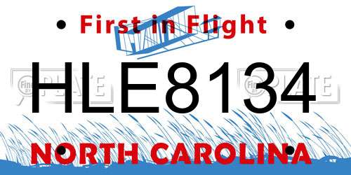 HLE8134 North Carolina License Plate