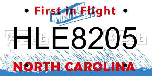 HLE8205 North Carolina License Plate