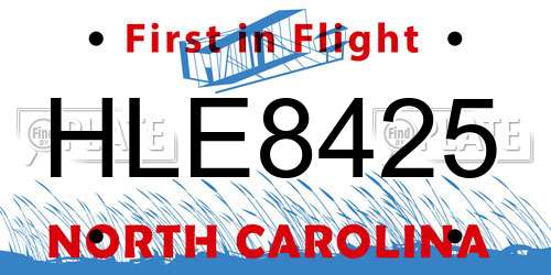 HLE8425 North Carolina License Plate