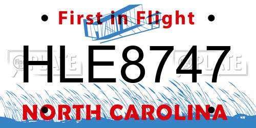 HLE8747 North Carolina License Plate