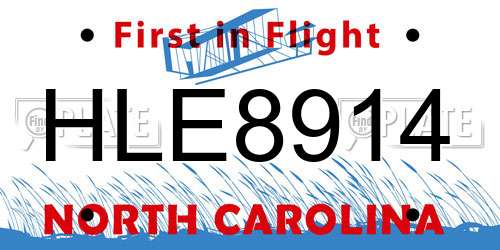 HLE8914 North Carolina License Plate