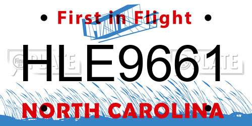 HLE9661 North Carolina License Plate