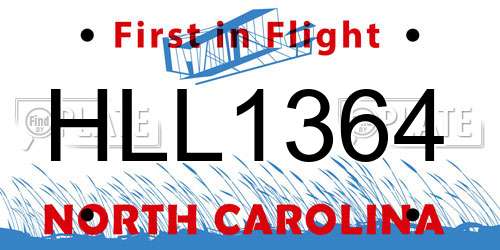 HLL1364 North Carolina License Plate