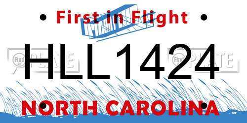 HLL1424 North Carolina License Plate