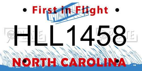 HLL1458 North Carolina License Plate