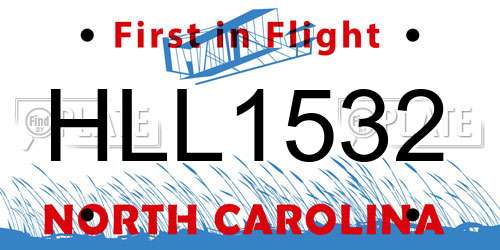 HLL1532 North Carolina License Plate