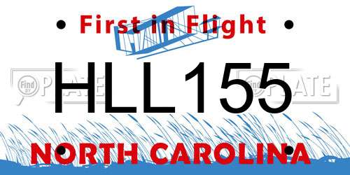 HLL155 North Carolina License Plate