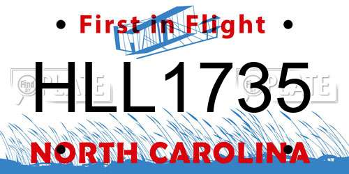 HLL1735 North Carolina License Plate