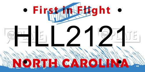 HLL2121 North Carolina License Plate