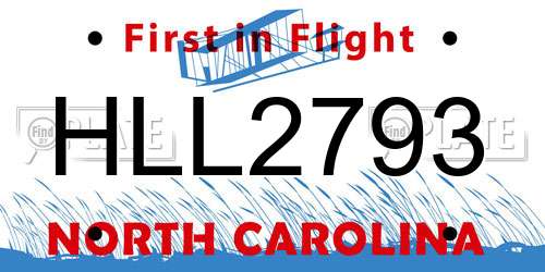 HLL2793 North Carolina License Plate