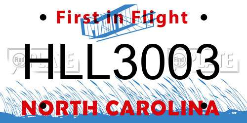 HLL3003 North Carolina License Plate