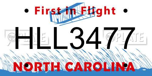HLL3477 North Carolina License Plate