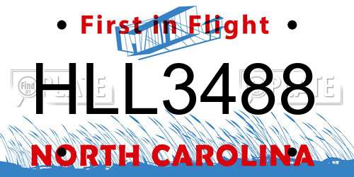 HLL3488 North Carolina License Plate