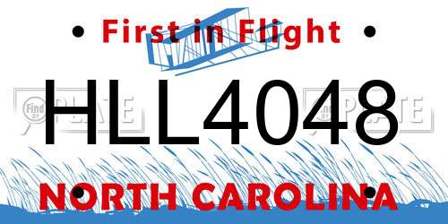 HLL4048 North Carolina License Plate