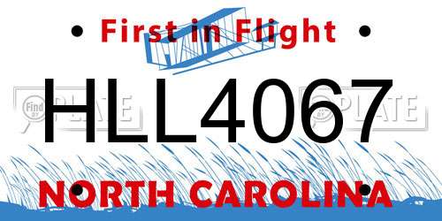 HLL4067 North Carolina License Plate