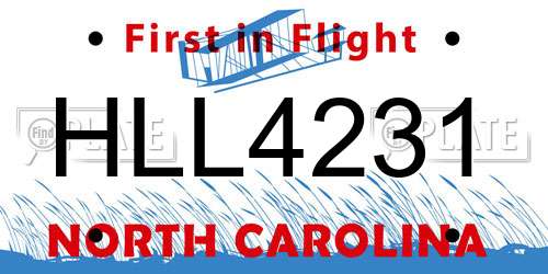HLL4231 North Carolina License Plate