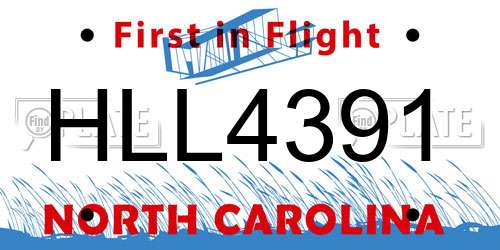 HLL4391 North Carolina License Plate