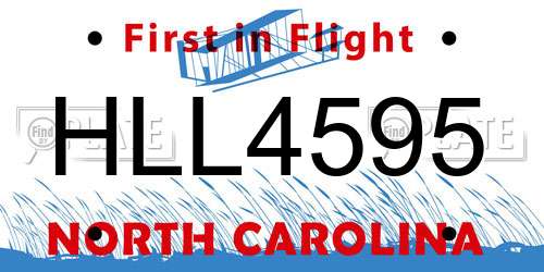 HLL4595 North Carolina License Plate