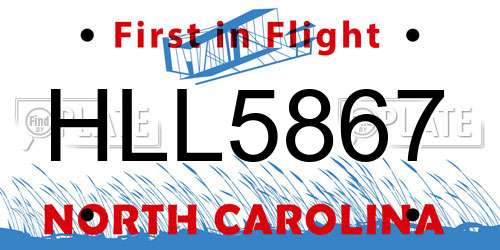 HLL5867 North Carolina License Plate