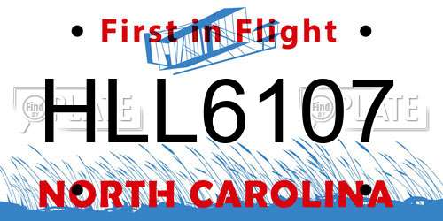 HLL6107 North Carolina License Plate