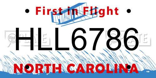 HLL6786 North Carolina License Plate