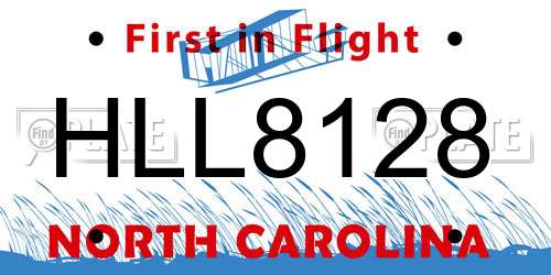 HLL8128 North Carolina License Plate
