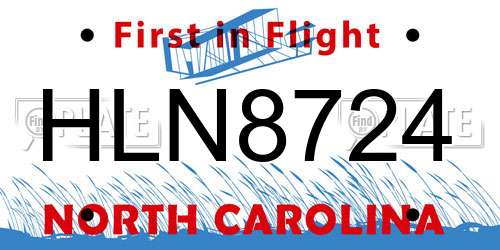 HLN8724 North Carolina License Plate