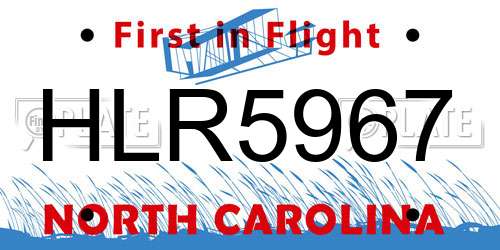 HLR5967 North Carolina License Plate