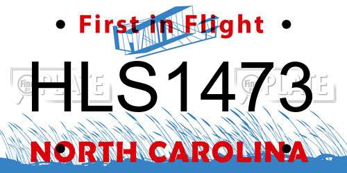HLS1473 North Carolina License Plate