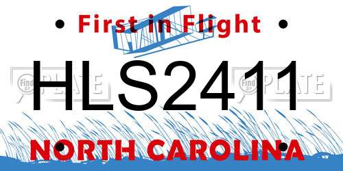 HLS2411 North Carolina License Plate