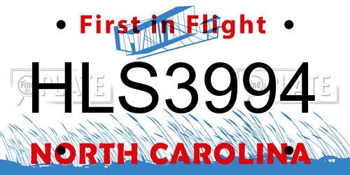 HLS3994 North Carolina License Plate