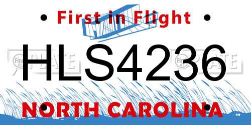 HLS4236 North Carolina License Plate