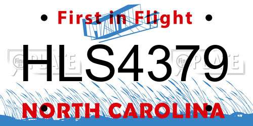 HLS4379 North Carolina License Plate