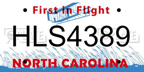 HLS4389 North Carolina License Plate