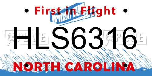 HLS6316 North Carolina License Plate