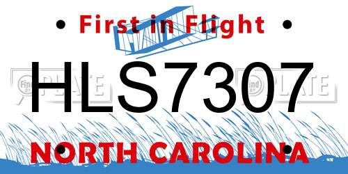 HLS7307 North Carolina License Plate