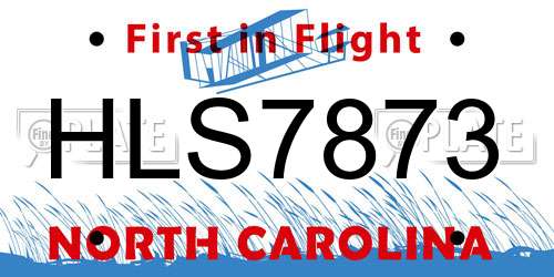 HLS7873 North Carolina License Plate