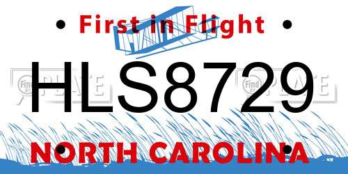 HLS8729 North Carolina License Plate