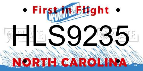 HLS9235 North Carolina License Plate