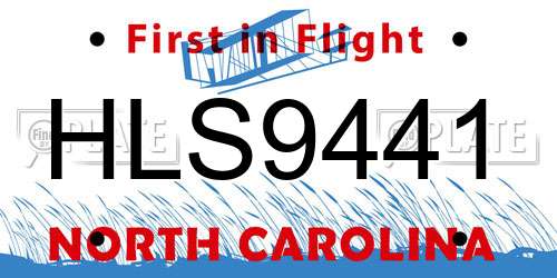 HLS9441 North Carolina License Plate