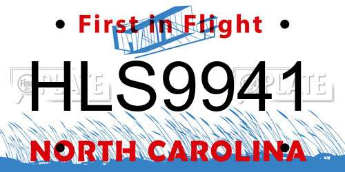 HLS9941 North Carolina License Plate
