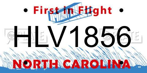 HLV1856 North Carolina License Plate