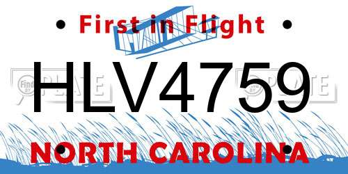 HLV4759 North Carolina License Plate