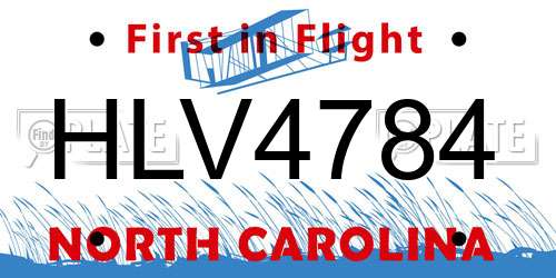 HLV4784 North Carolina License Plate