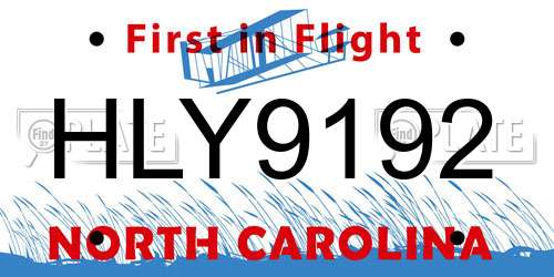 HLY9192 North Carolina License Plate