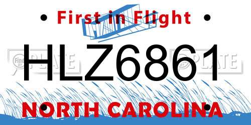 HLZ6861 North Carolina License Plate