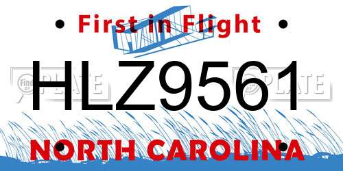 HLZ9561 North Carolina License Plate